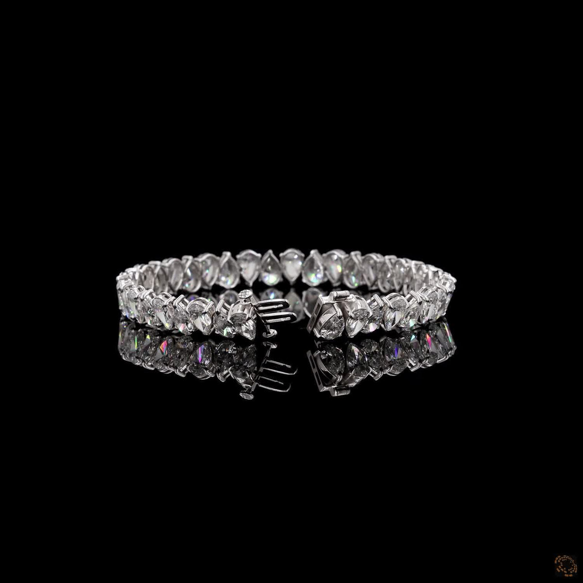 20.09 Ct White Gold Pear Shape Bracelet, Tear Drop Eternity Fancy Bracelet, Elegant Bridal Fine Jewelry Gift