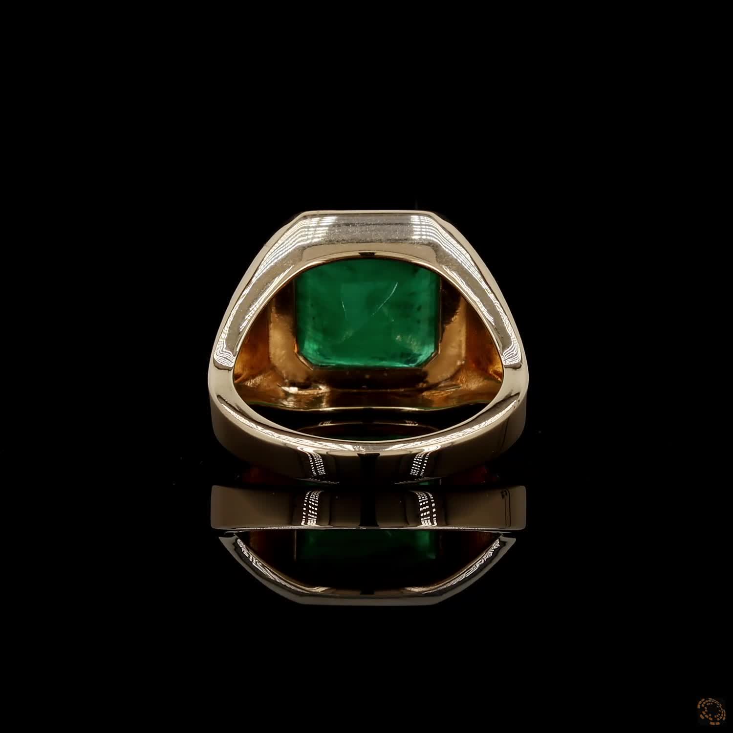 4.23 Ct Vibrant green emerald-cut emerald showcasing rich natural inclusions and classic step-faceted clarity