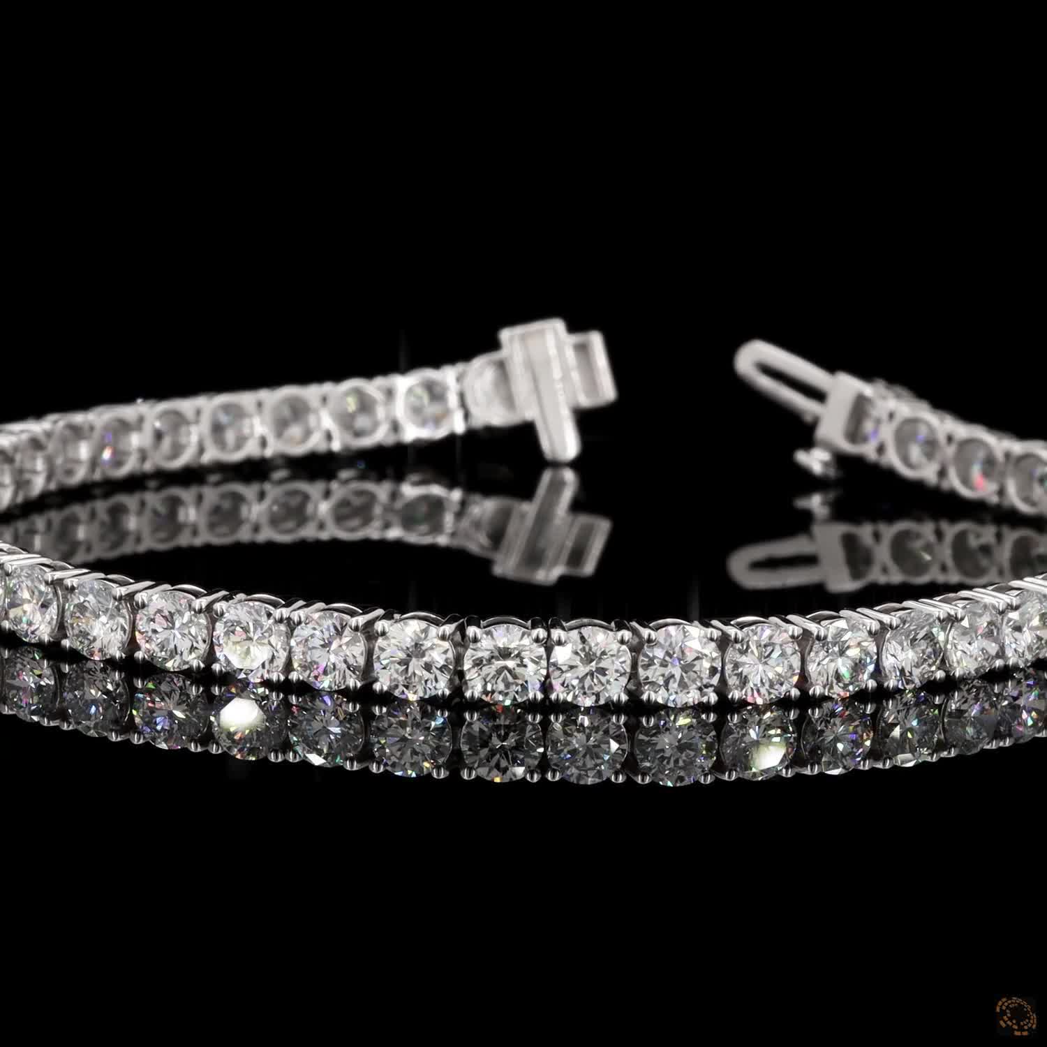 9.41 Ct Round Diamond Eternity Line Bracelet in White Gold