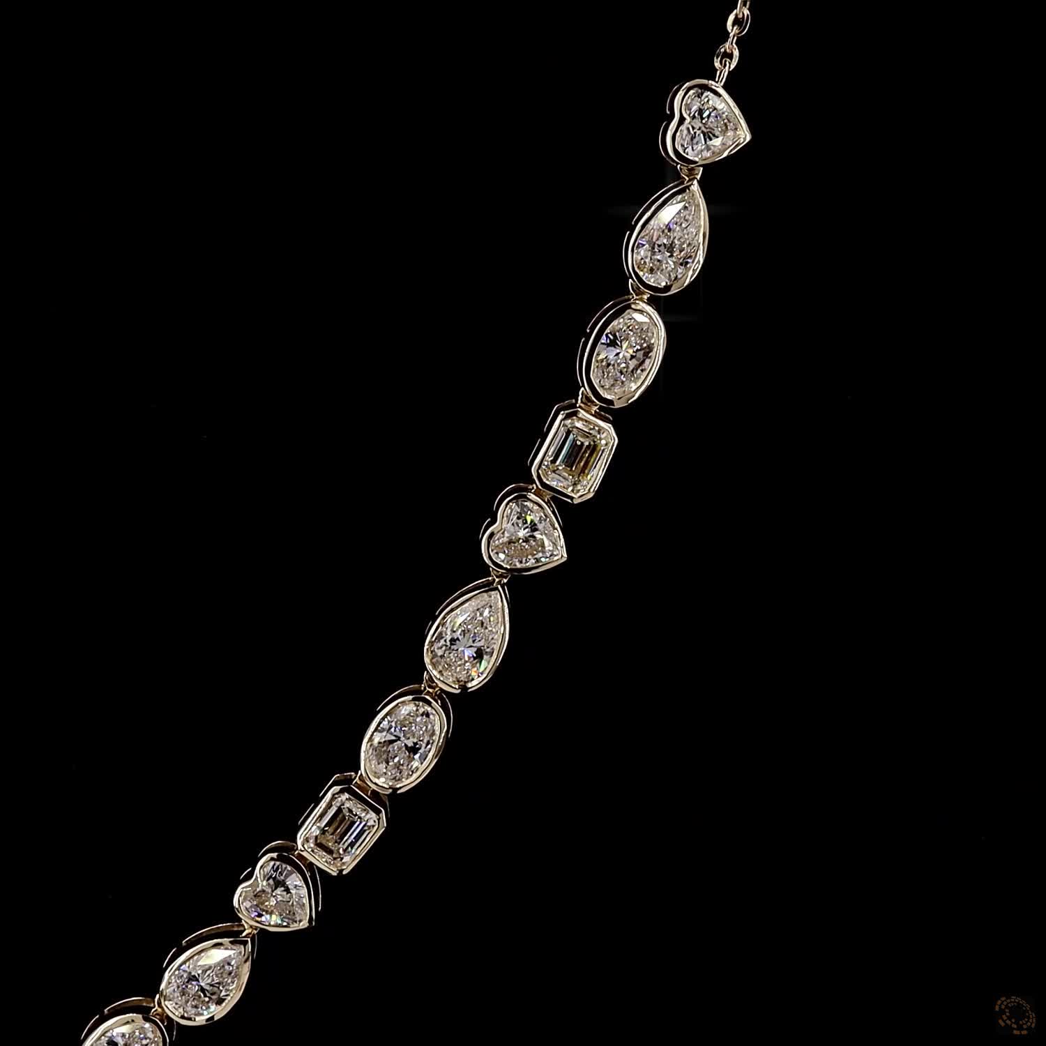 8.83 Ct Multi-Shape Bezel-Set Lab-Grown Diamond Tennis Necklace in 14K Yellow Gold