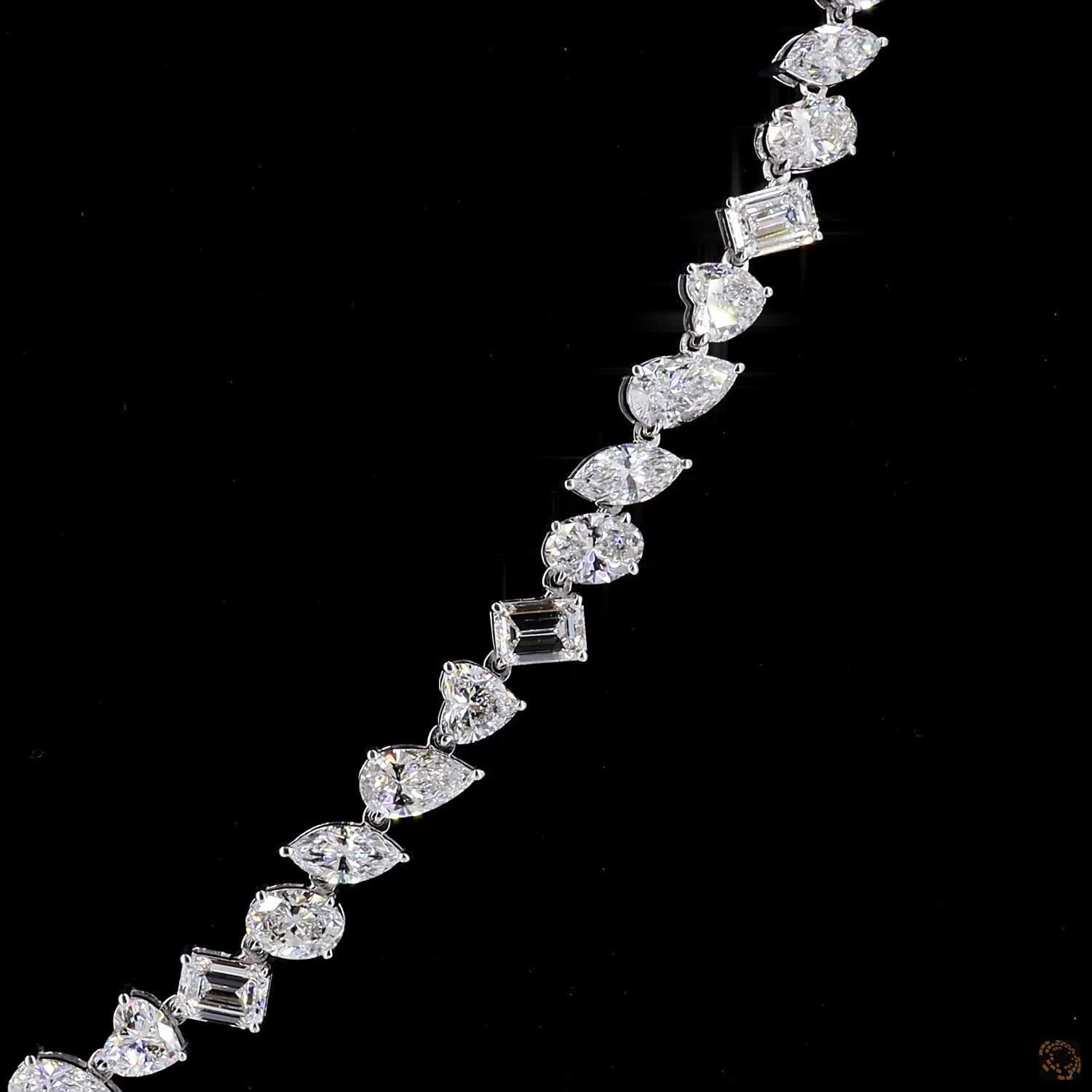 20.95 Ct Multi-Shape Fancy Cut Diamond Eternity Tennis Necklace