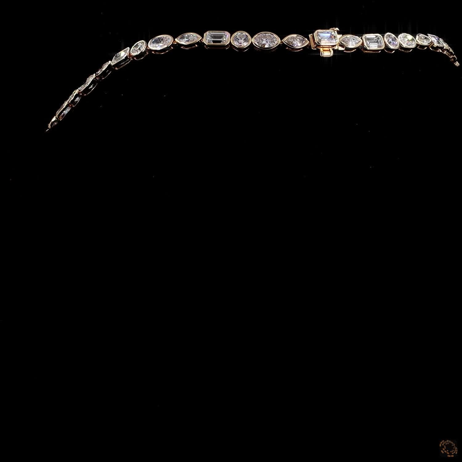 20.70 Ct Bezel Set Mixed Fancy Cut Diamond Riviera Eternity Necklace