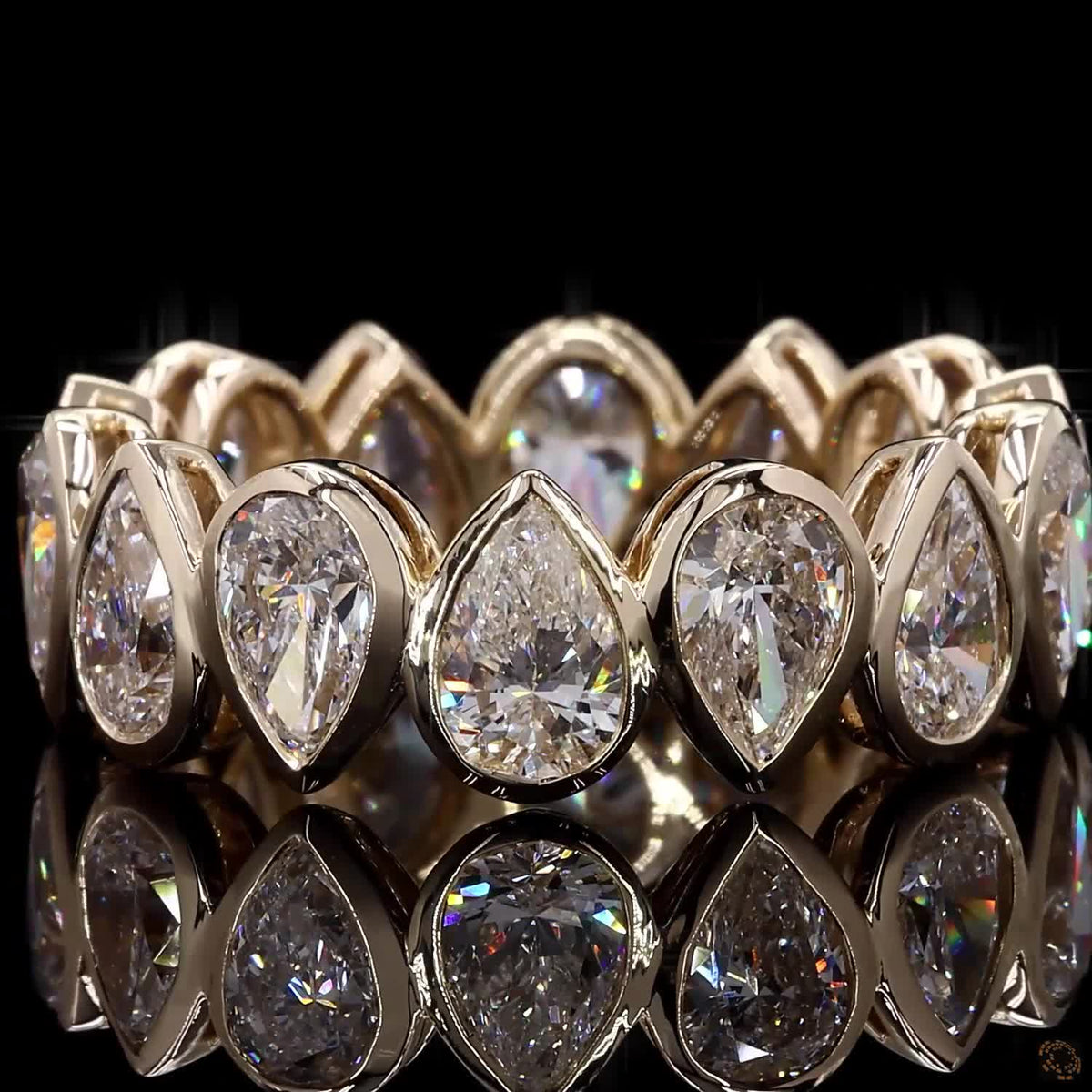 3.56 Ct Bezel Set Pear Diamond Eternity Band | Full Circle Lab Grown Diamond Ring | Elegant Stackable Wedding Band