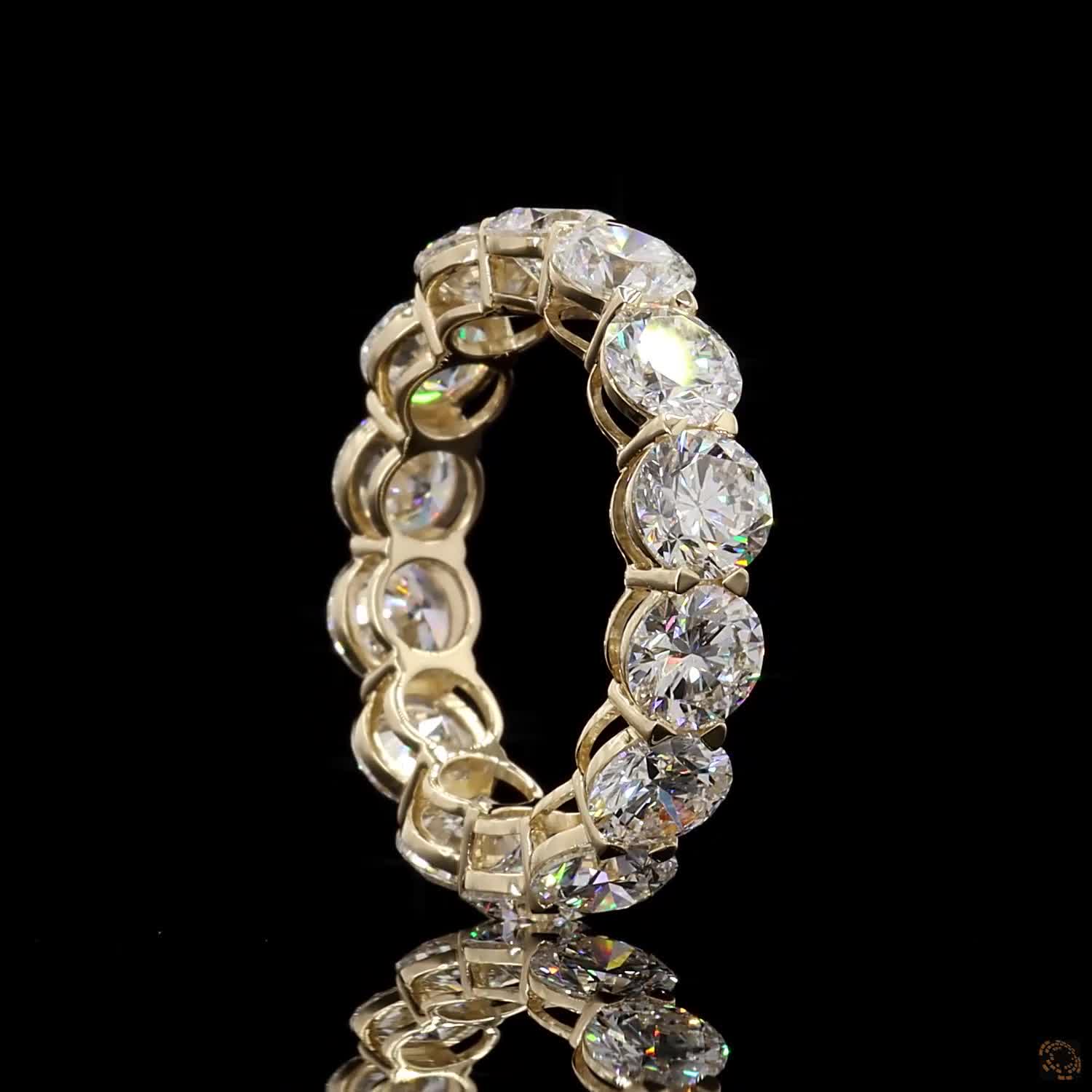 6.67 Ct Full Eternity Wedding Band, Round Brilliant Cut Shared Prong Bridal Band in White Gold