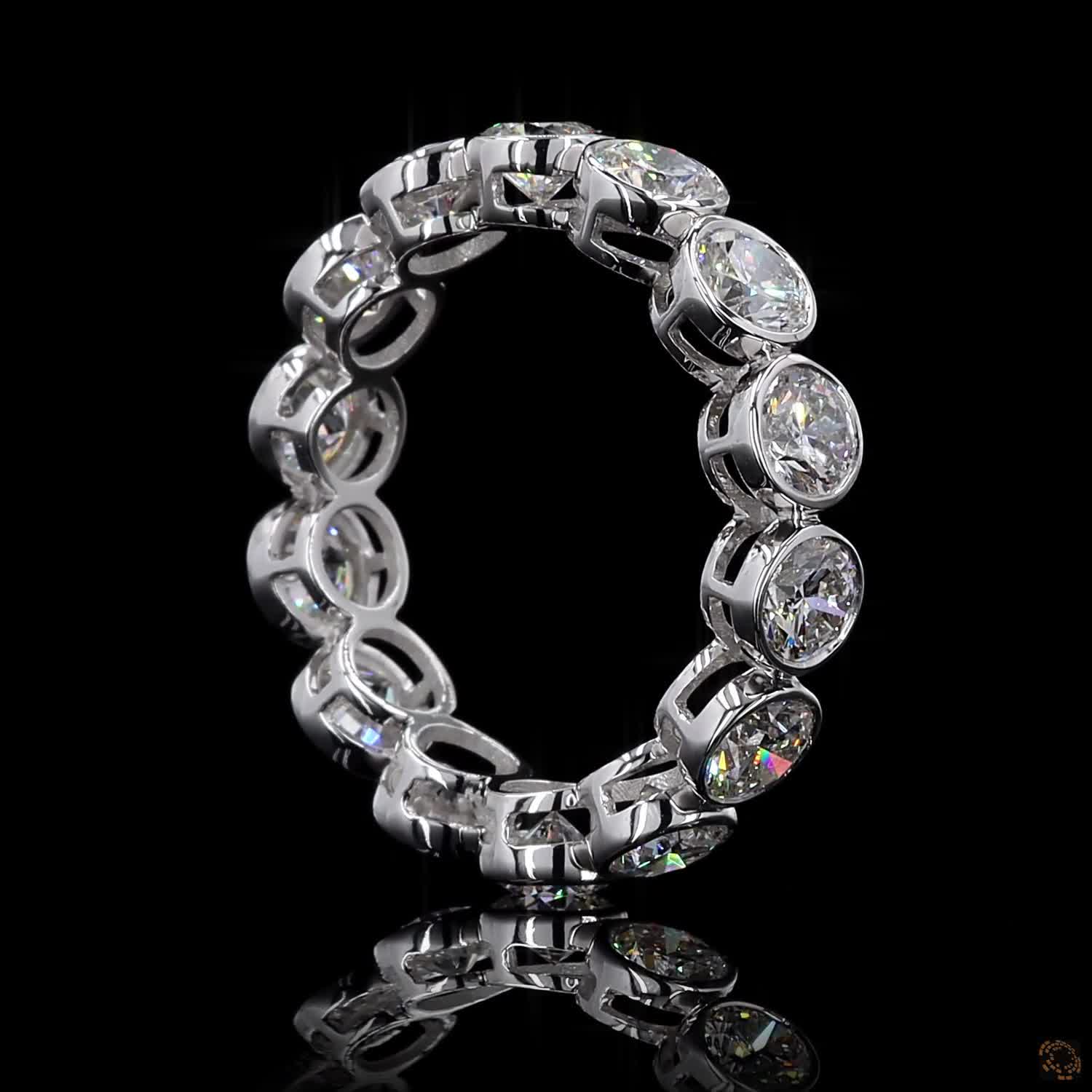 3.67 Ct Round Cut Diamond Bezel Eternity Band – 14K White Gold Floating Bezel Wedding Ring