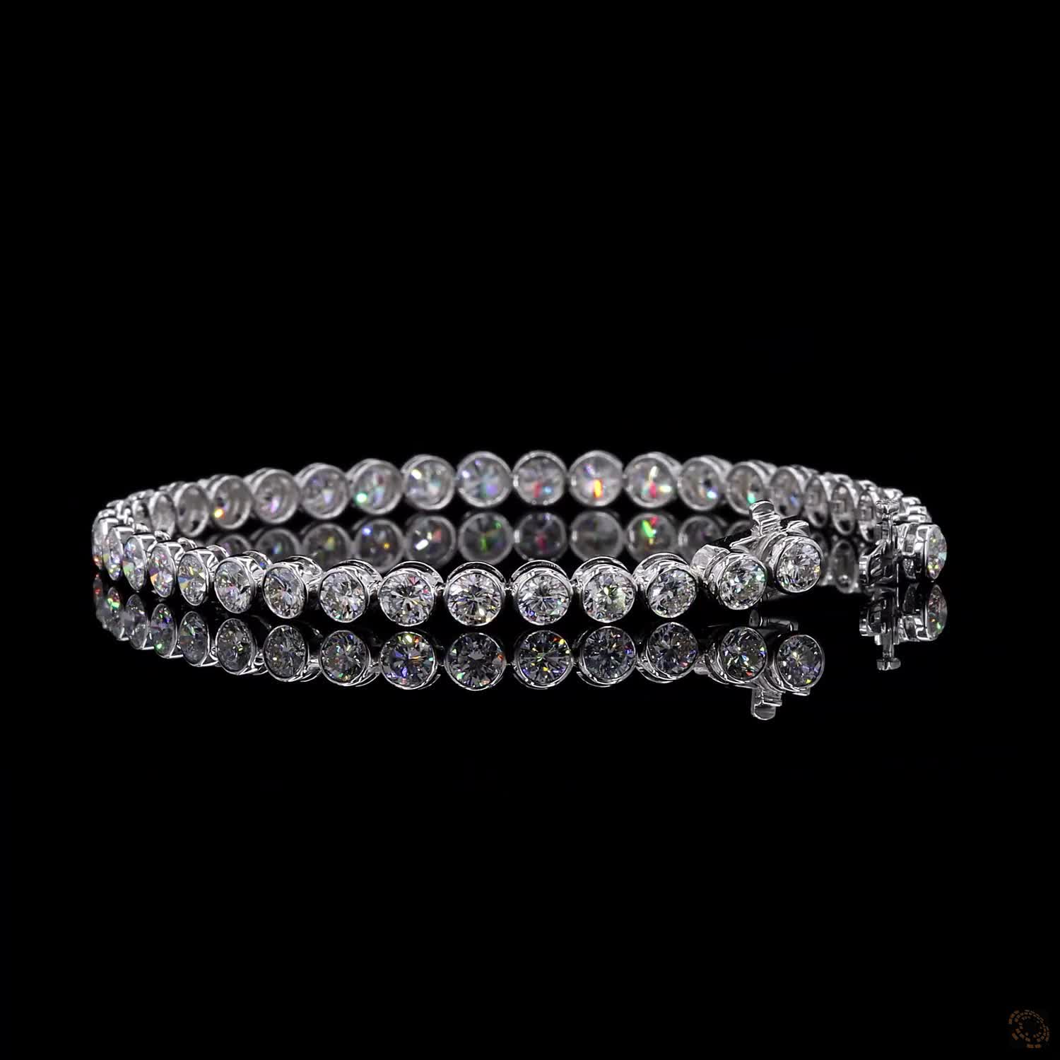 10.02 Ct Bezel-Set Round Diamond Tennis Bracelet in White Gold