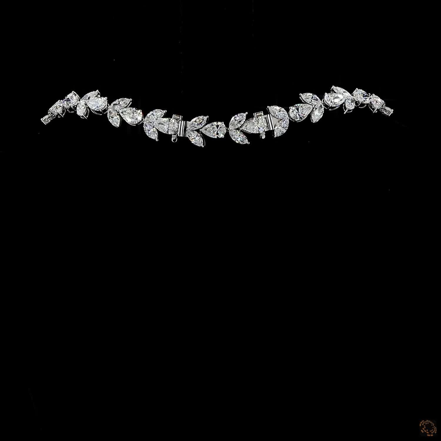 65.78 Ct Botanical Leaf & Cluster Marquise Diamond Drop Necklace in 14K White Gold