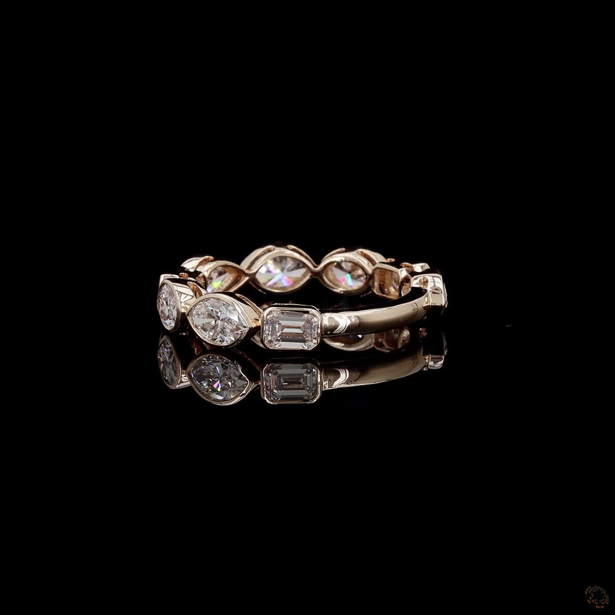2.72 Ct Bezel-Set Multi-Shape Diamond Eternity Band in 14K Yellow Gold Full Bezel Setting