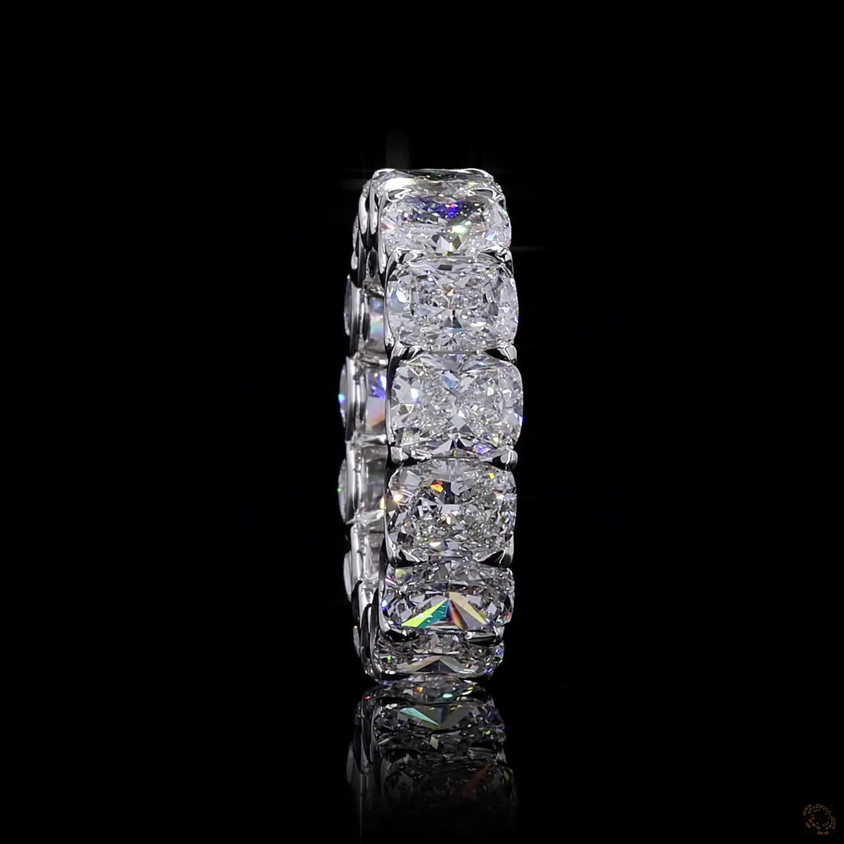 10.62 Ct Cushion Cut Diamond Eternity Band in White Gold