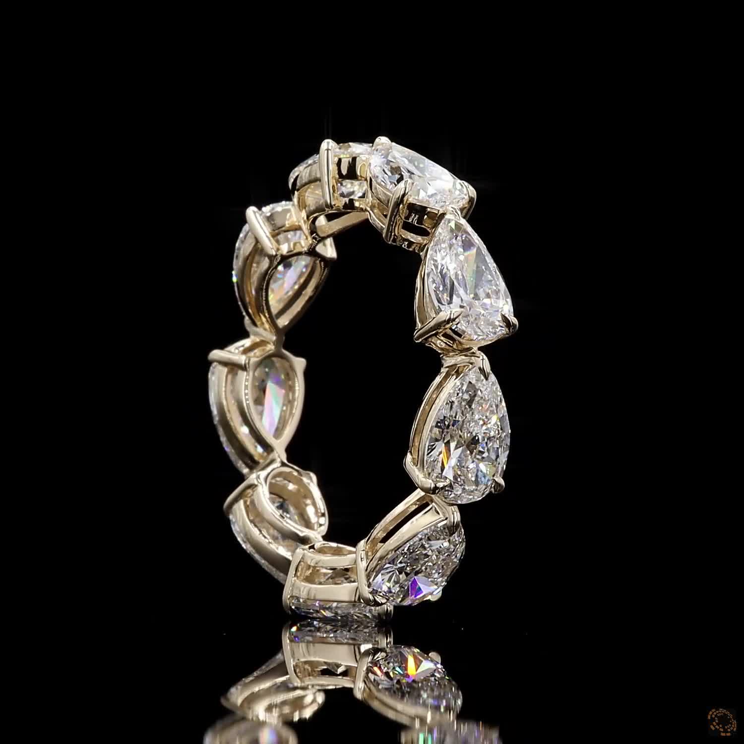 4.97 Ct Pear Cut Lab Grown Diamond Eternity Band Ring in 14K Yellow Gold | Shared Prong Full Eternity Wedding Band | Anniversary Ring for Women