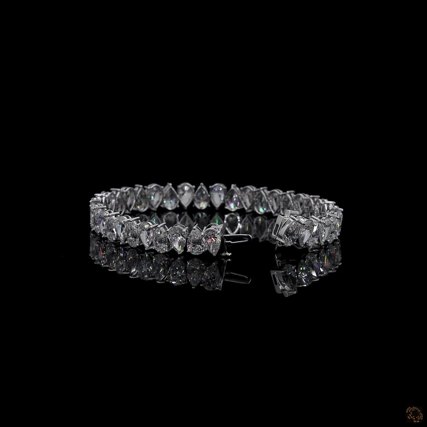 10.12 Ct Pear Cut Diamond Tennis Bracelet in White Gold