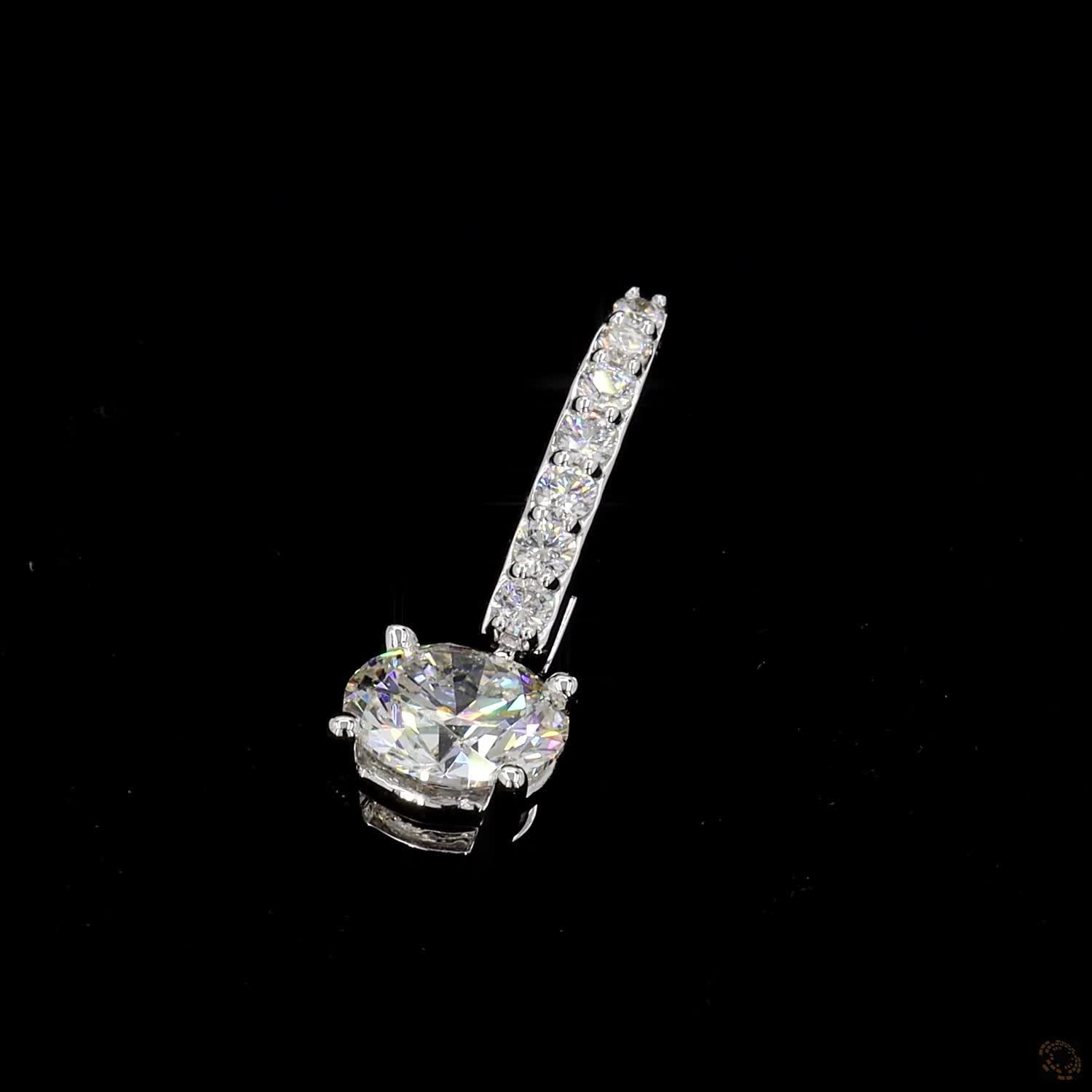 2.33 Ct Round Diamond Solitaire Dangle Earrings with Pavé Leverback Wire in White Gold