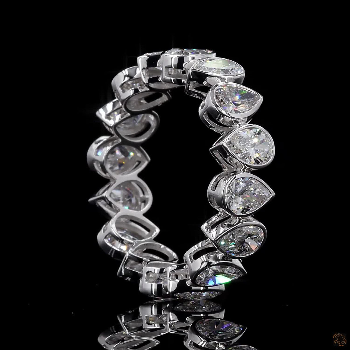 4.16 Ct Bezel-Set Pear Cut Diamond Eternity Band in White Gold