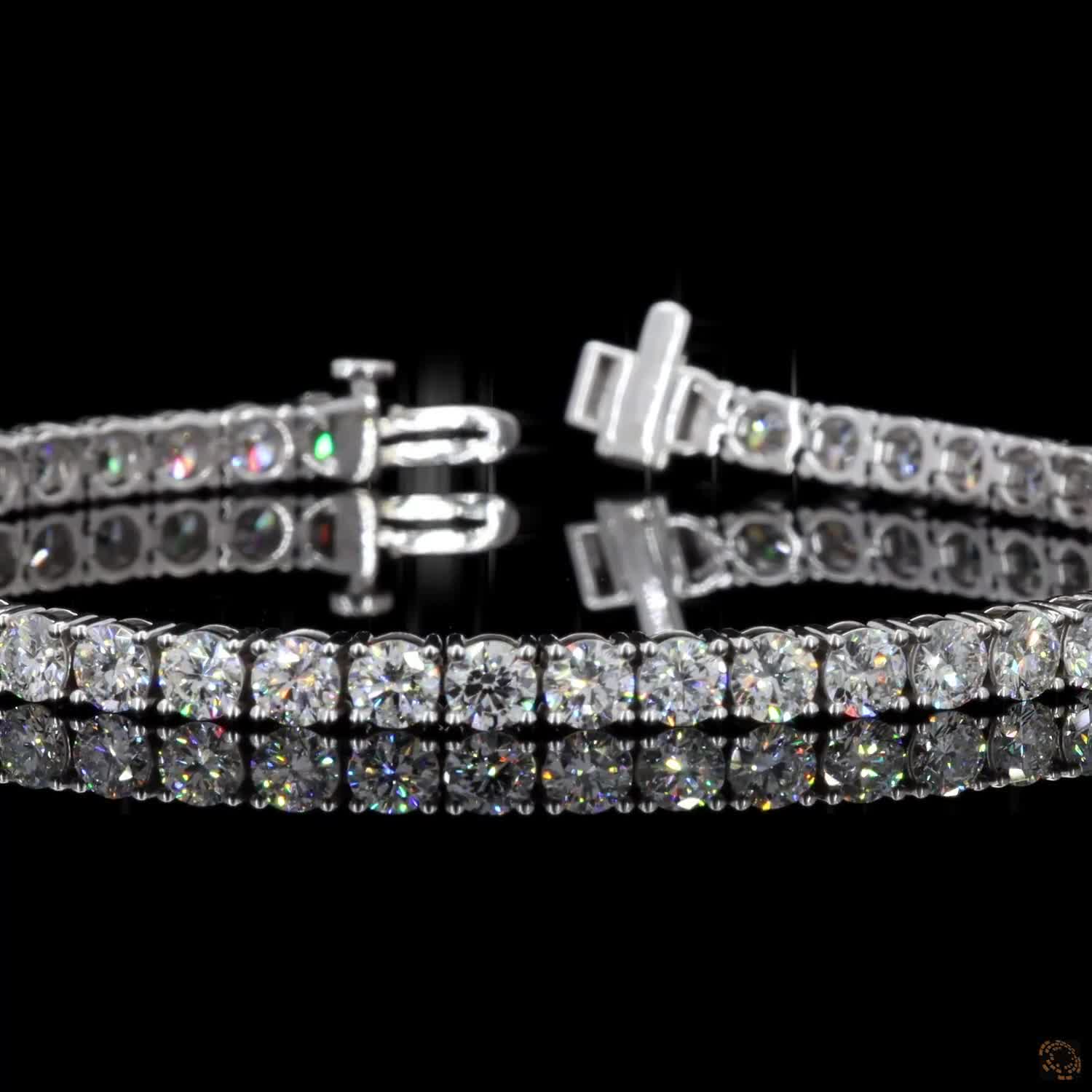 7.77 Ct Round Brilliant Diamond Eternity Line Bracelet in White Gold