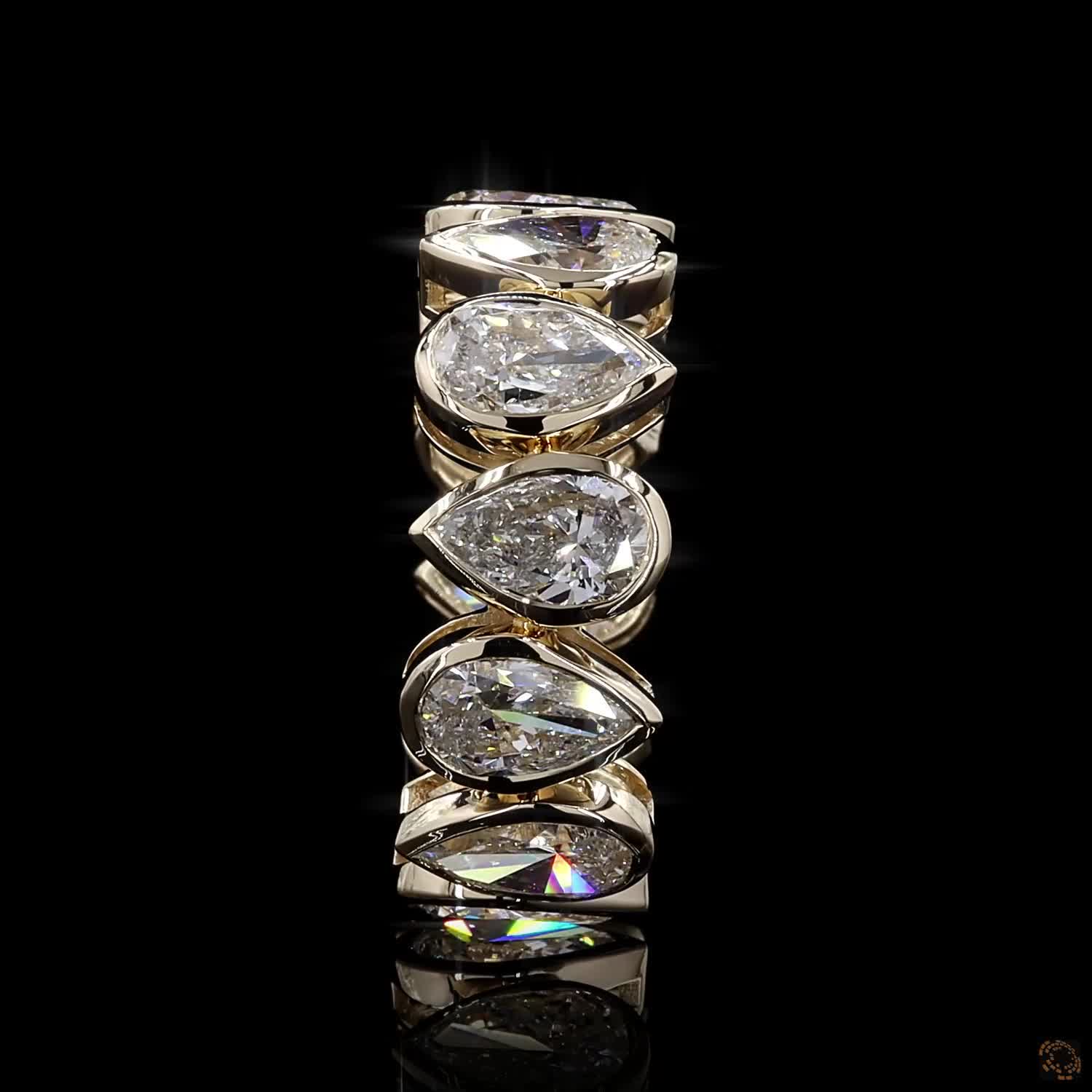 7.89 CT 14K Gold Pear Cut Diamond Eternity Band Ring | Luxury Teardrop Diamond Wedding & Anniversary Ring