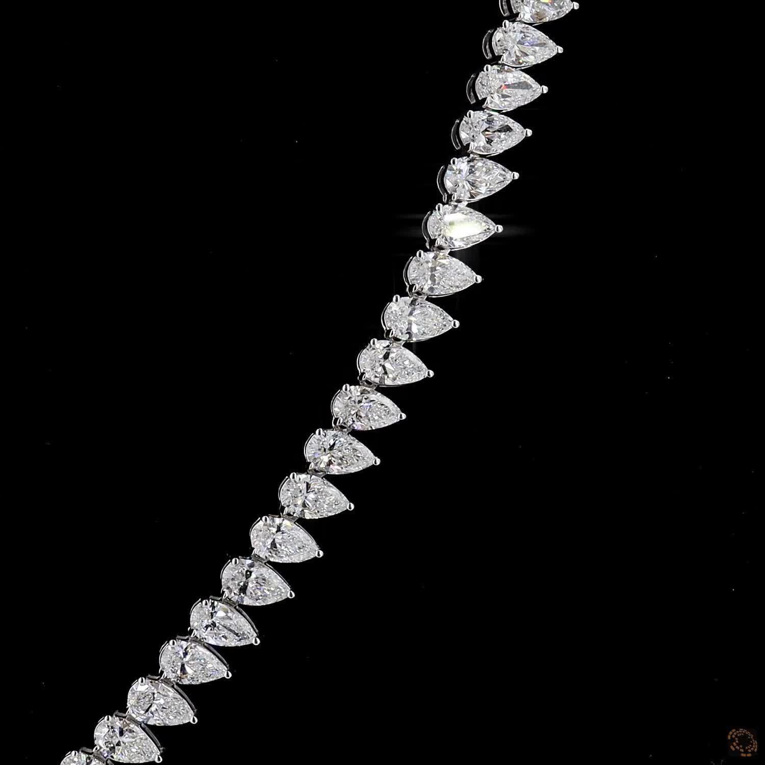 20.16 Ct Statement Pear Shape Diamond Full Eternity Tennis Necklace