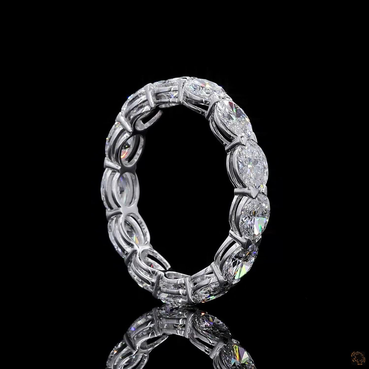 3.29 Ct East-West Oval Cut Diamond Eternity Band in White Gold