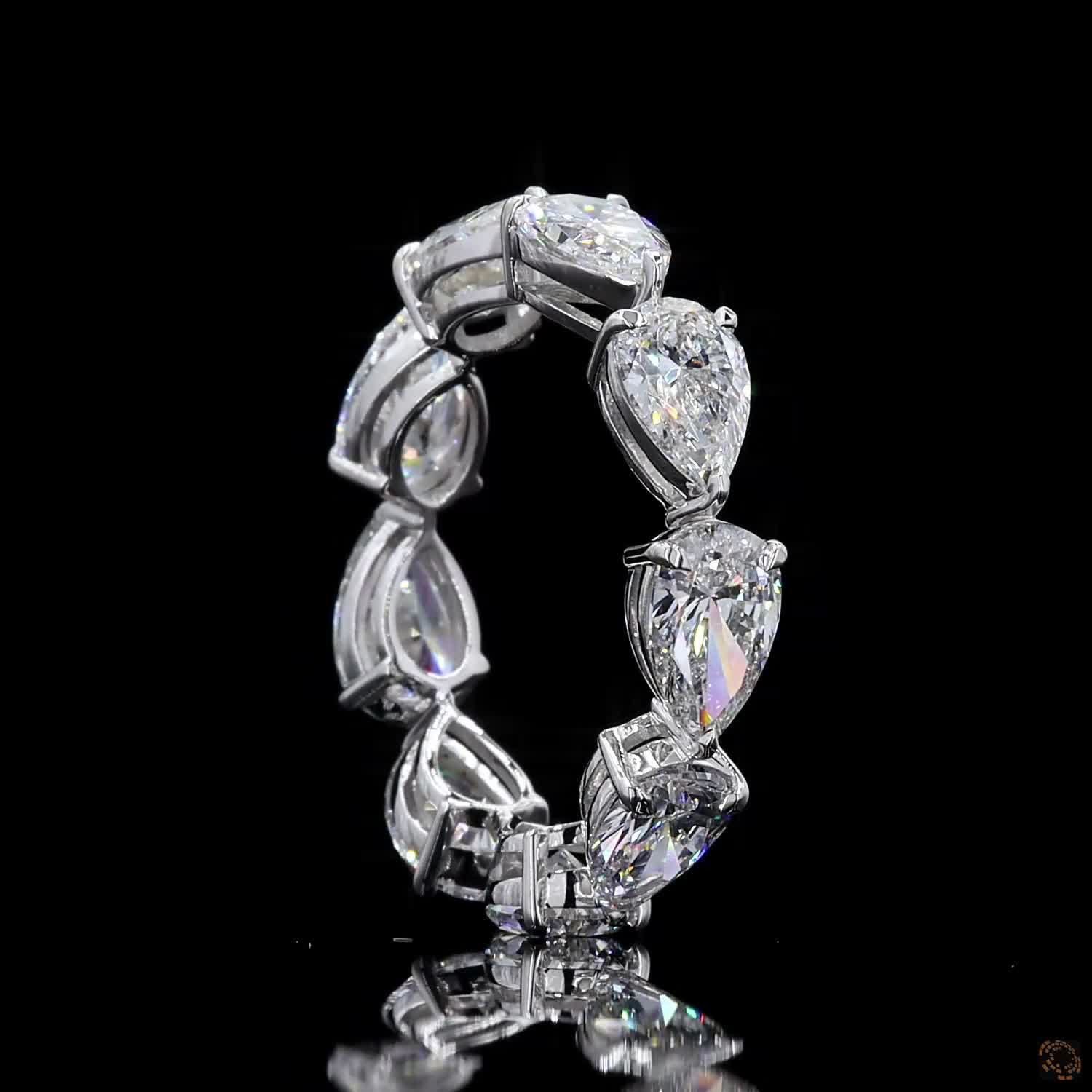 5.14 Ct Pear Cut Lab Grown Diamond Eternity Band Ring in 14K White Gold | Shared Prong Full Eternity Wedding Band | Anniversary Ring for Women