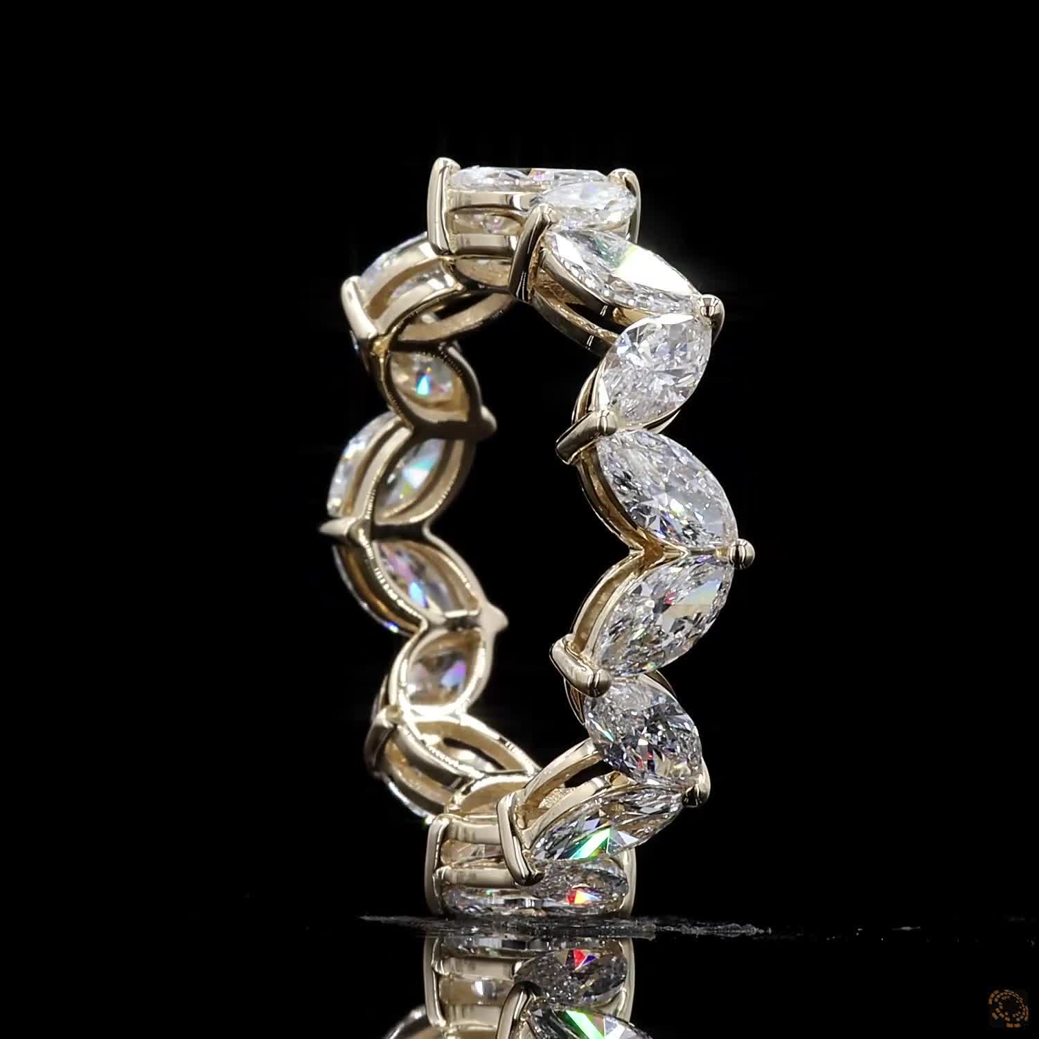 2.77 Ct Marquise Cut Diamond Eternity Ring | 14K Yellow Gold Lab Grown Diamond Wedding Band