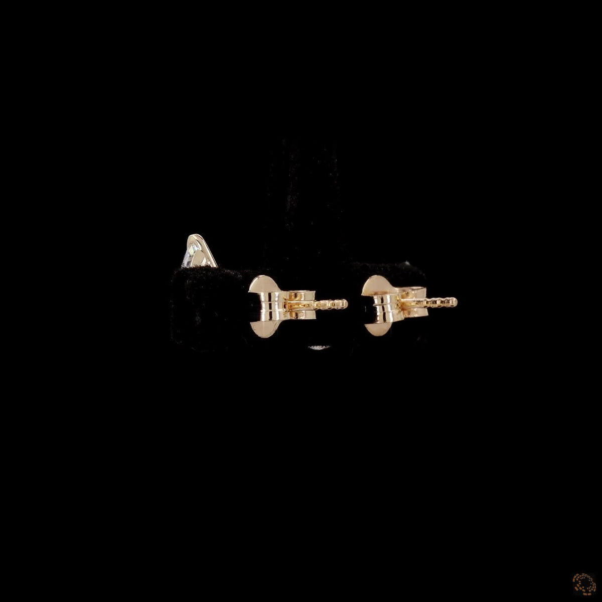 2.01 Ct Three-Prong Pear Cut Diamond Stud Earrings in Yellow Gold