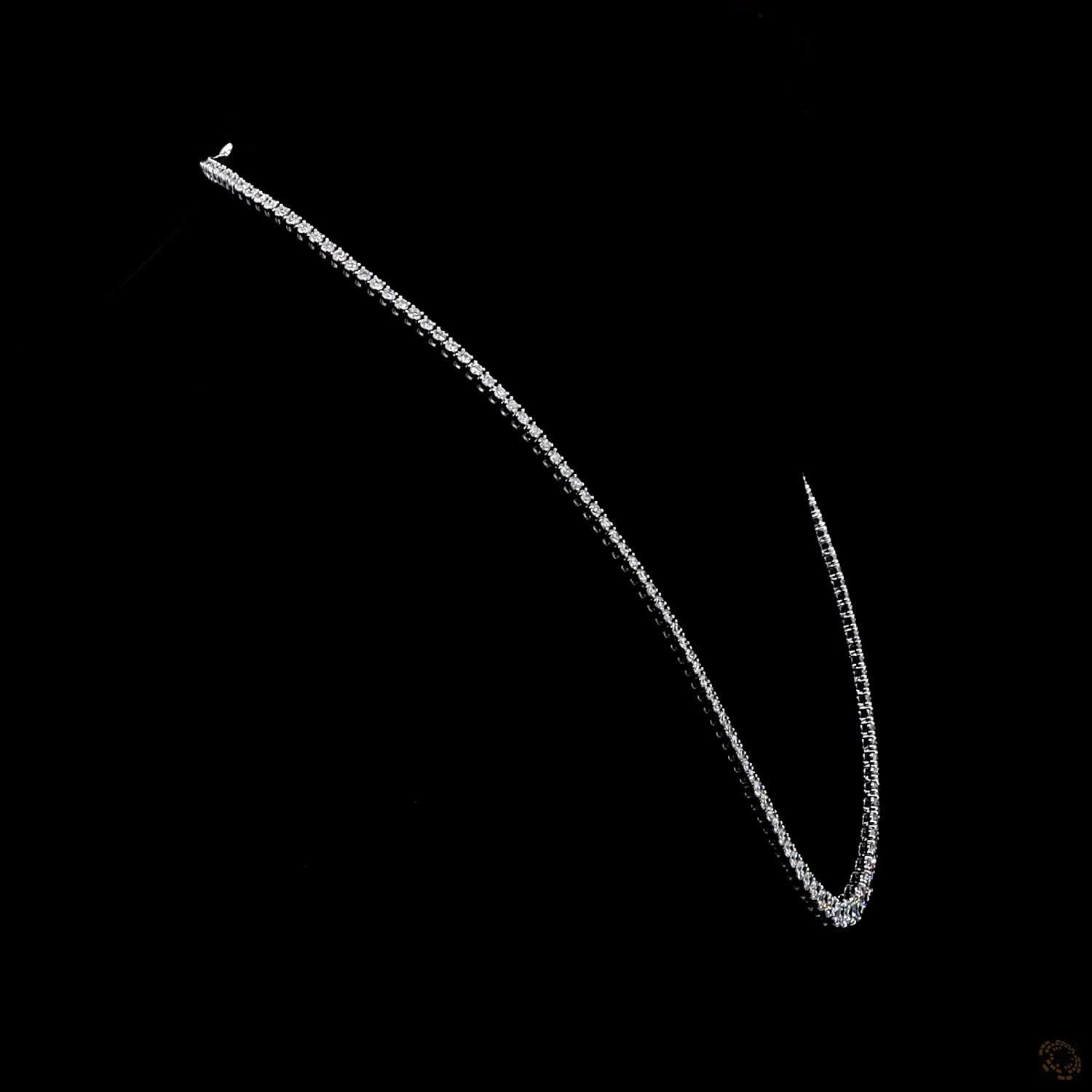 9.78 Ct graduated diamond tennis necklace, white gold Riviera necklace, round brilliant diamond strand, platinum graduated tennis necklace, statement diamond choker