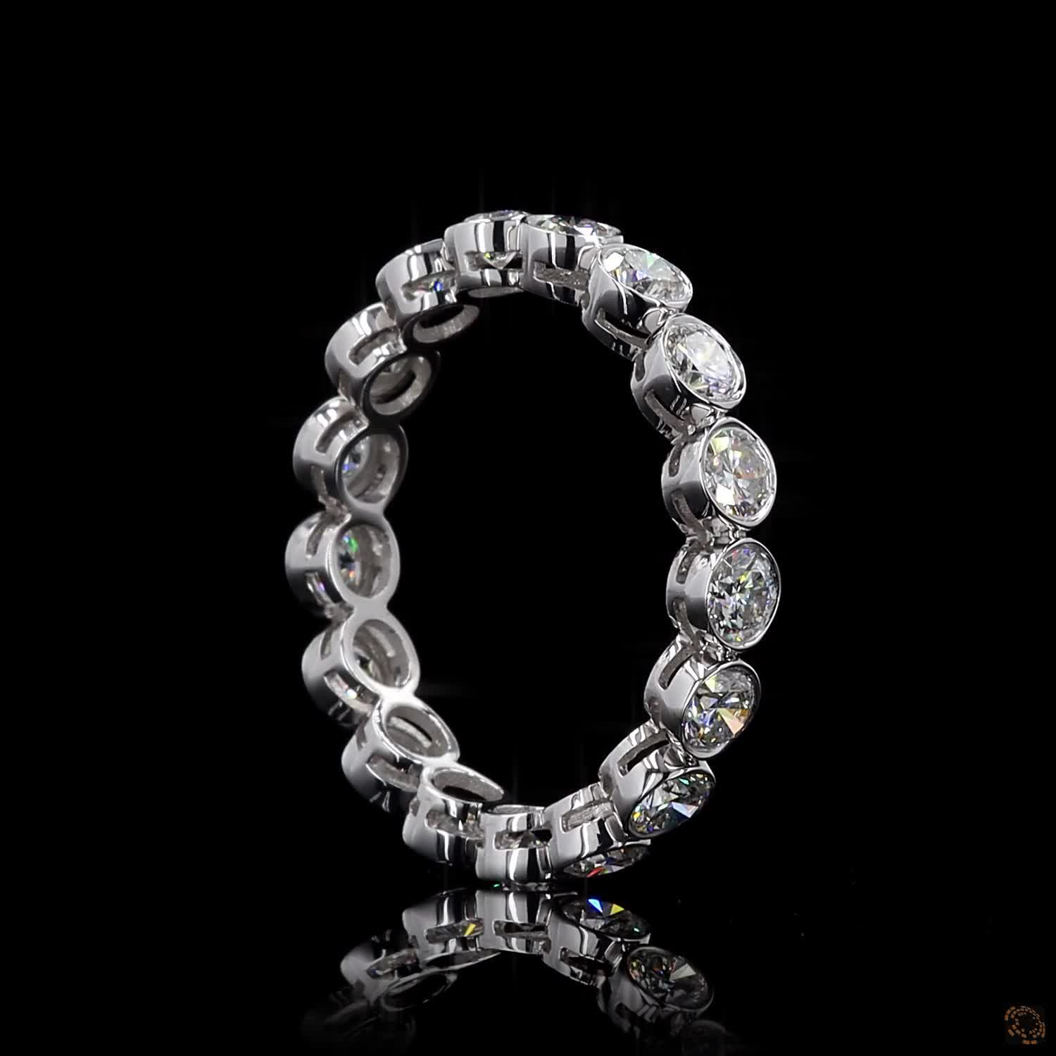 1.90 Ct Round Cut Diamond Bezel Eternity Band – 14K White Gold Floating Bezel Wedding Ring