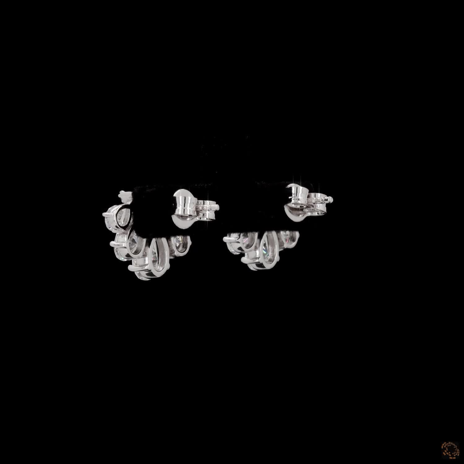 3.1 Ct Pear Cut Diamond Fan Stud Earrings | Curved Pavé Bar Cluster Earrings in White Gold