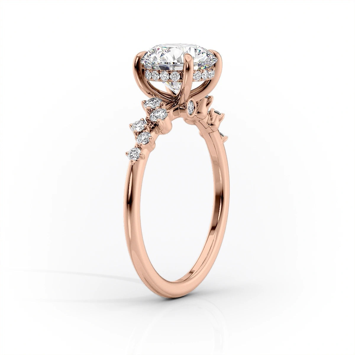 2.50 CT Radiant The Mia Engagement Ring Hidden Halo