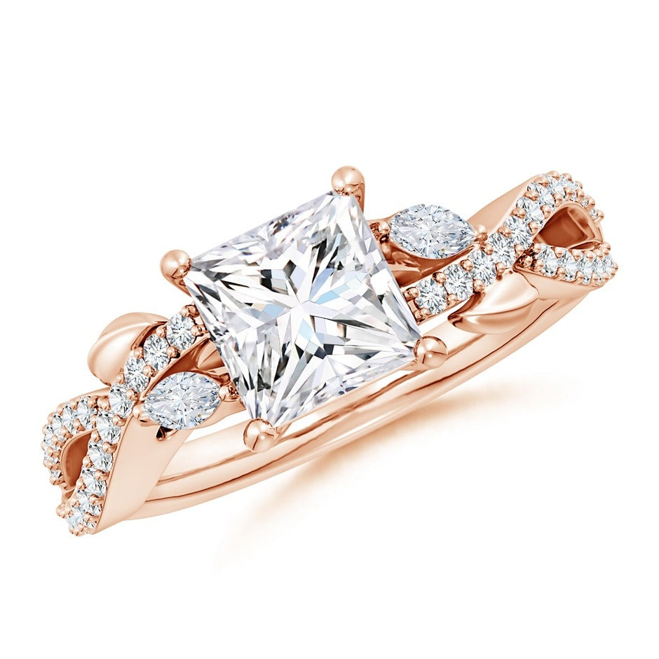 2.10 Ct In Princess Bardot Scallop Engagement Ring