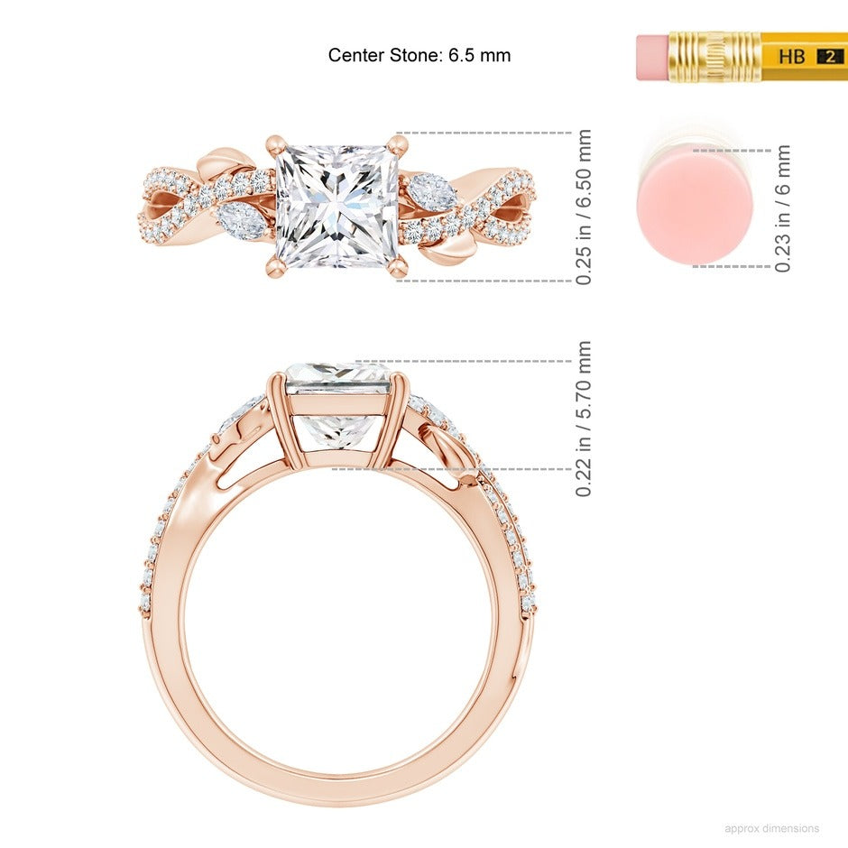 2.10 Ct In Princess Bardot Scallop Engagement Ring