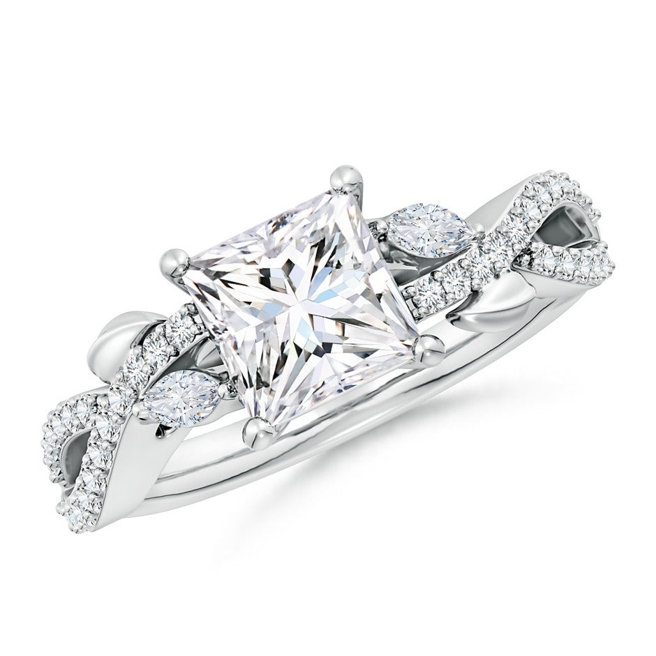 2.10 Ct In Princess Bardot Scallop Engagement Ring