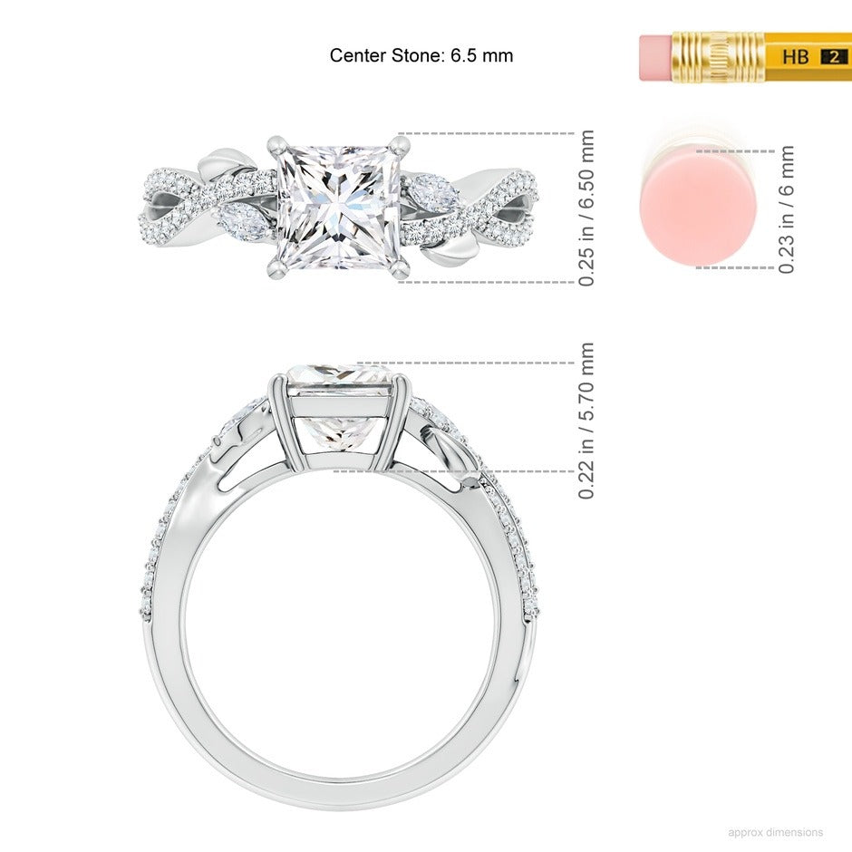2.10 Ct In Princess Bardot Scallop Engagement Ring
