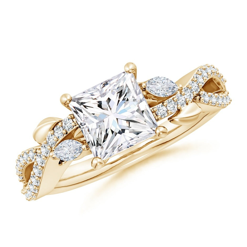 2.10 Ct In Princess Bardot Scallop Engagement Ring