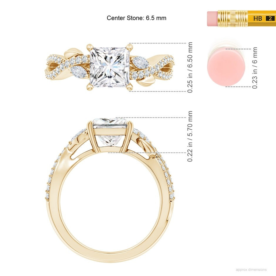 2.10 Ct In Princess Bardot Scallop Engagement Ring