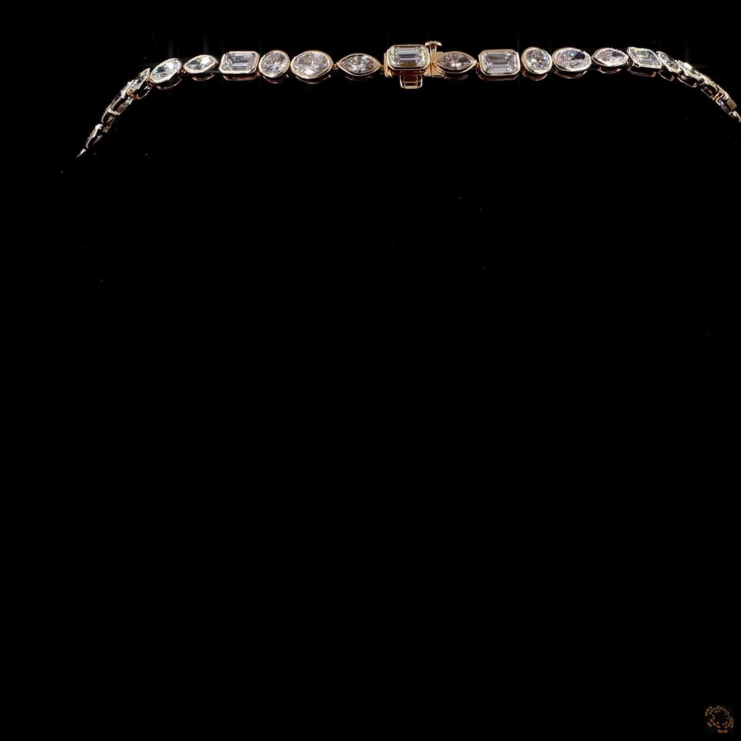 20.70 Ct Bezel Set Mixed Fancy Cut Diamond Riviera Eternity Necklace