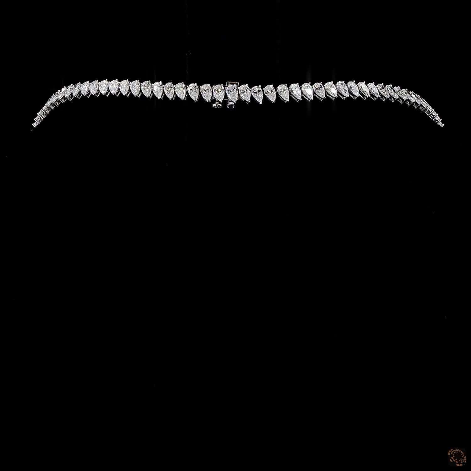 20.16 Ct Statement Pear Shape Diamond Full Eternity Tennis Necklace