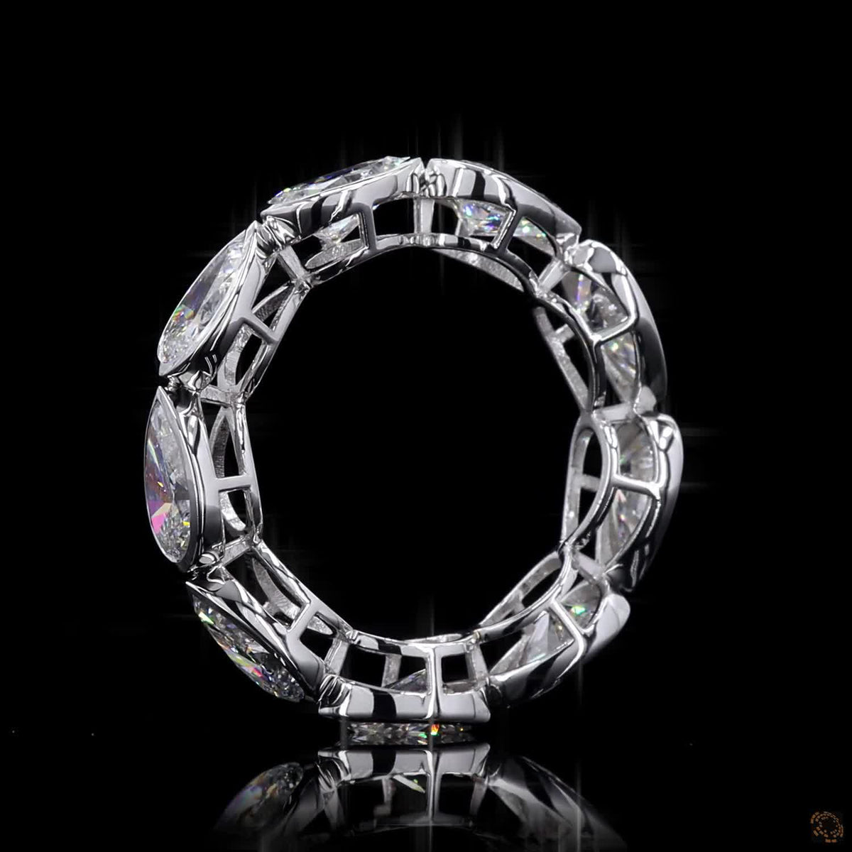 5.16 Ct Bezel Set Pear Cut lab-grown Diamond Eternity Ring
