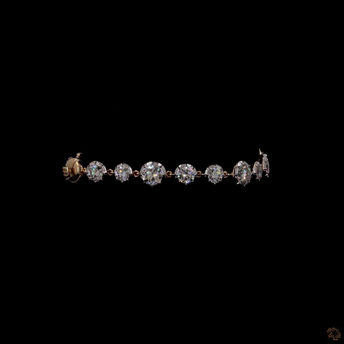 9.66 Ct Graduated Multi-Shape Diamond Tennis Bracelet in Two-Tone Gold