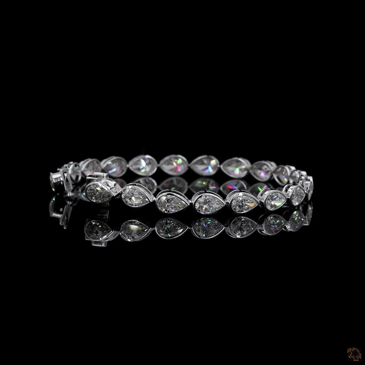 10.67 Ct Pear Cut Diamond Tennis Bracelet, Bezel Set Diamond Bracelet, Teardrop Diamond Bracelet