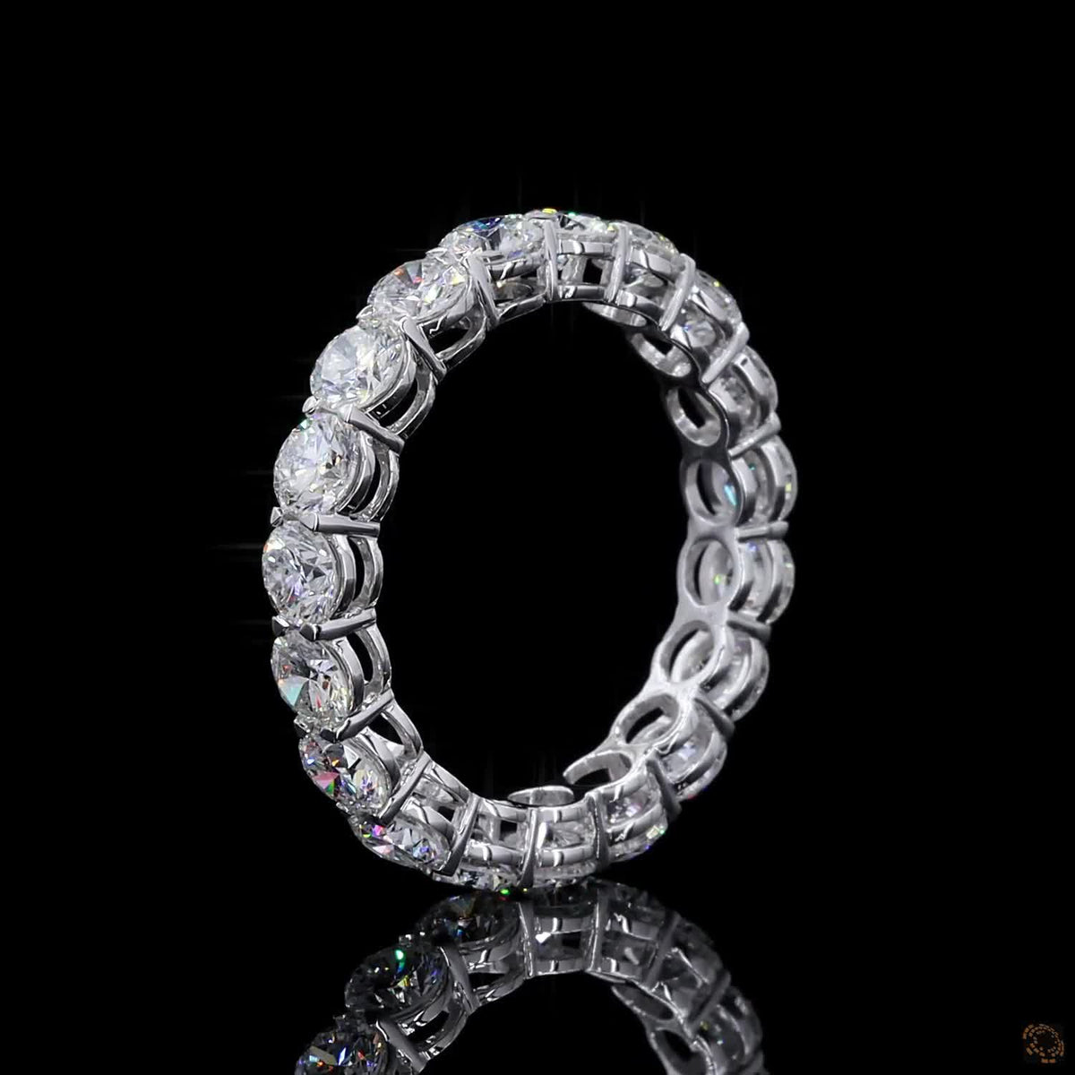 3.47 Ct 14K White Gold Round Brilliant Cut Diamond Eternity Wedding Band | Shared Prong Full Eternity Ring