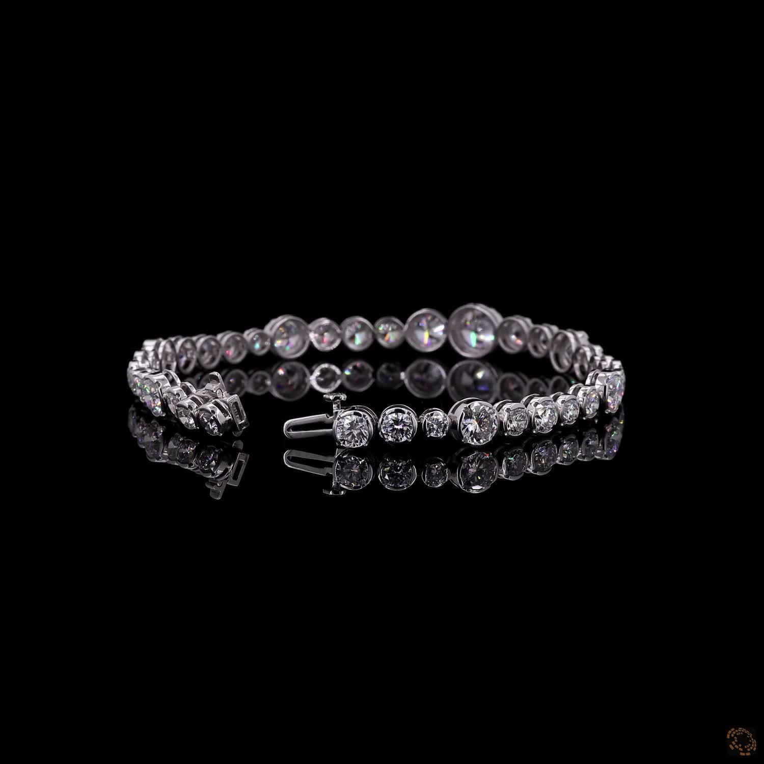 10.22 Ct White Gold Bezel Tennis Bracelet, Round Cut Moissanite Eternity Bracelet, Modern Stackable Fine Jewelry, Minimalist Bridal Gift