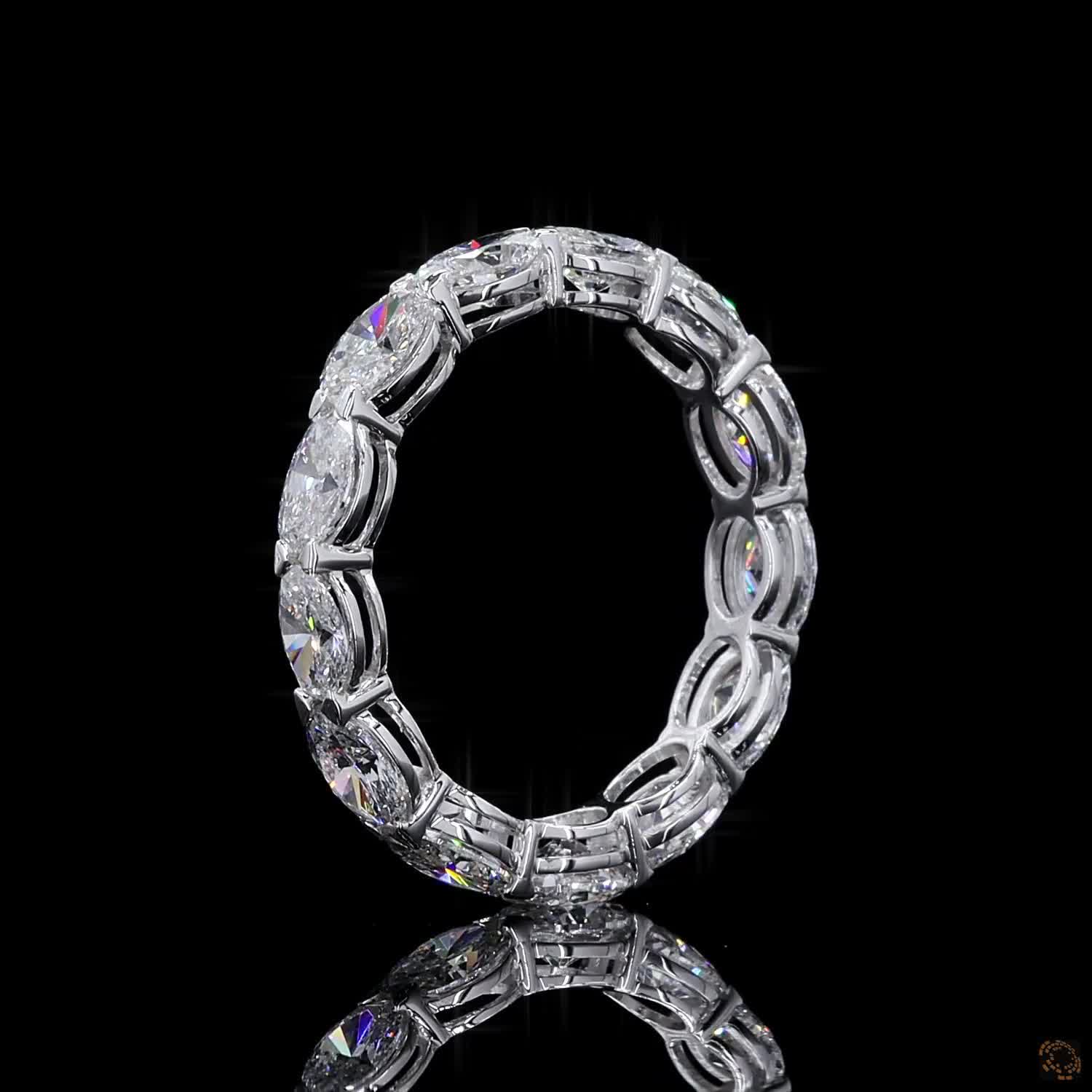 3.29 Ct East-West Oval Cut Diamond Eternity Band in White Gold
