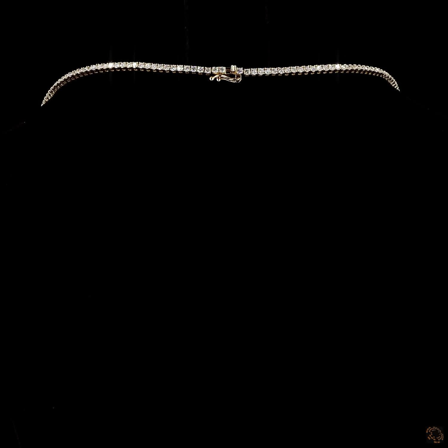 7.07 Ct Minimalist Single Row Graduated Round Diamond Yellow Gold Statement Chain