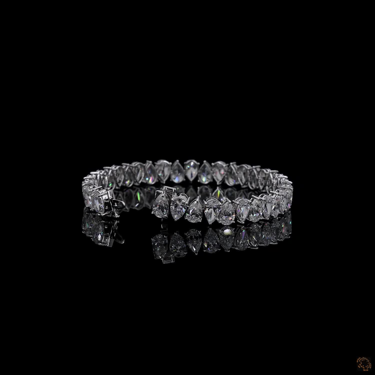 10.12 Ct Pear Cut Diamond Tennis Bracelet in White Gold