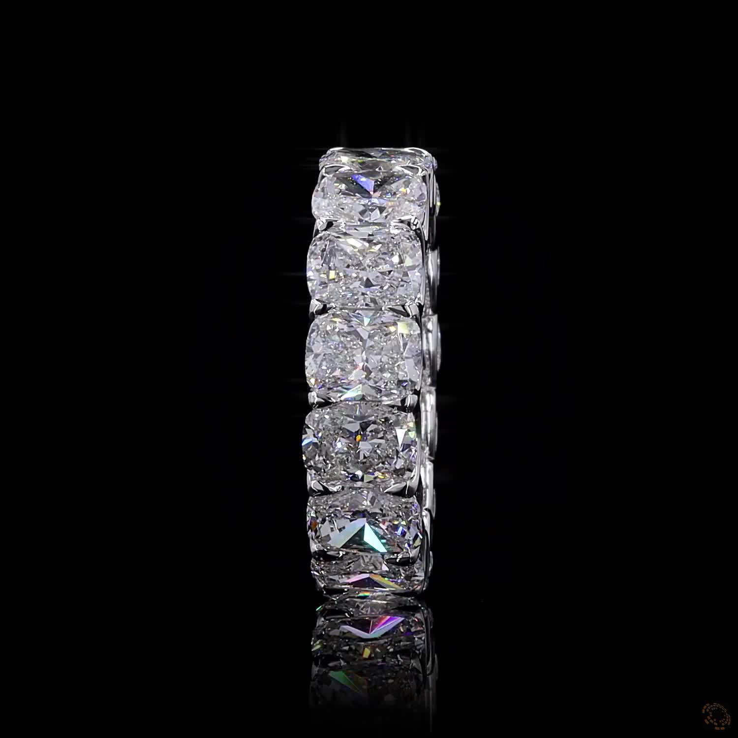 10.62 Ct Cushion Cut Diamond Eternity Band in White Gold