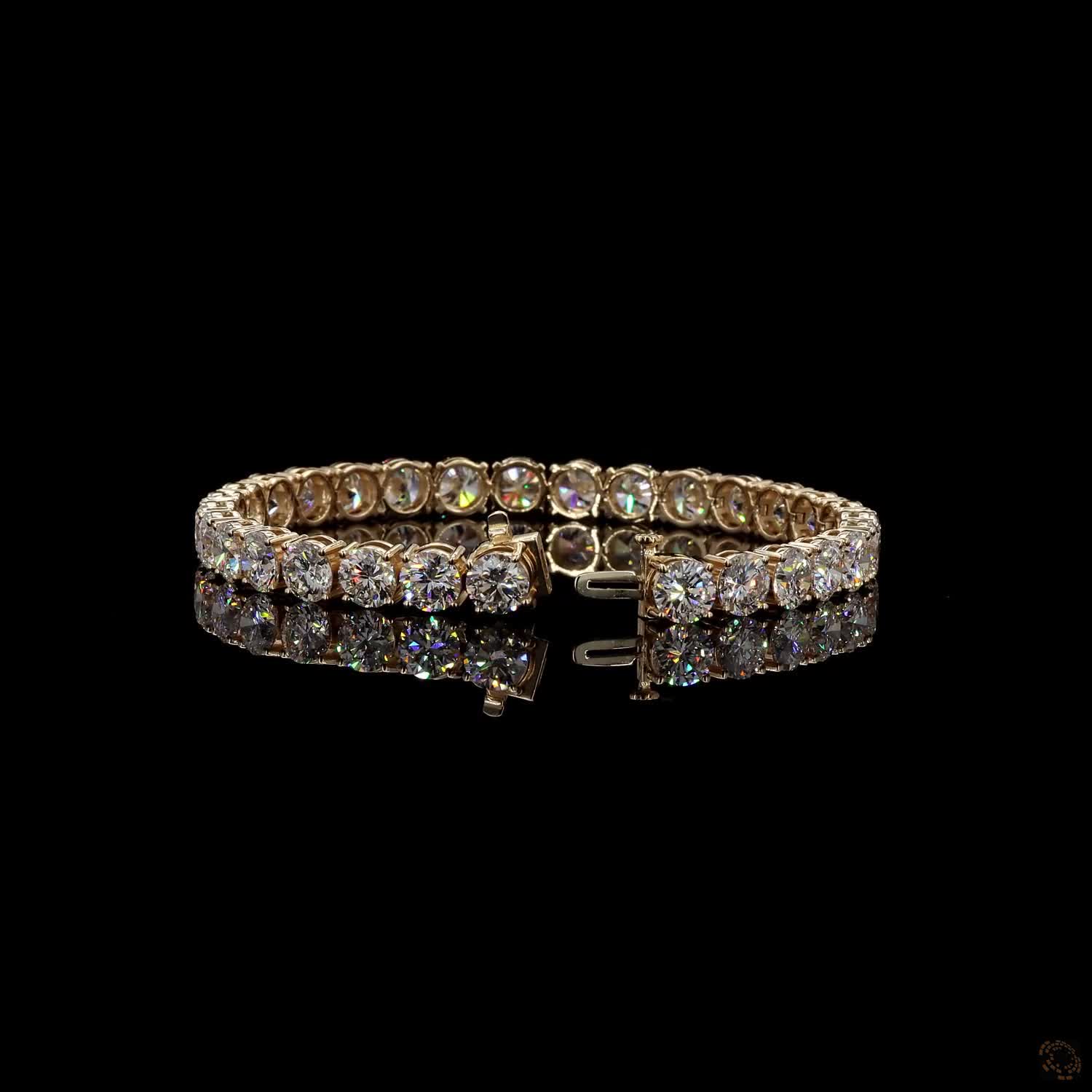 23.27 Classic Round Diamond Tennis Bracelet in Yellow Gold | Elegant Bridal & Anniversary Jewelry