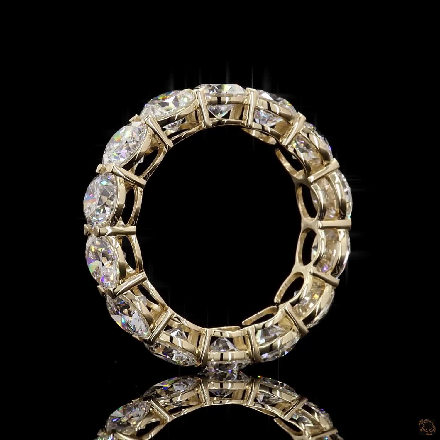 6.67 Ct Full Eternity Wedding Band, Round Brilliant Cut Shared Prong Bridal Band in White Gold