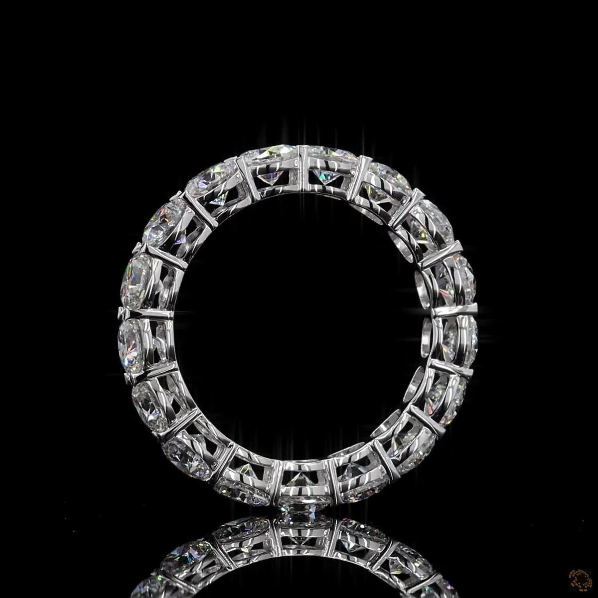 4.42 Ct Full Eternity Wedding Band, Round Brilliant Cut Prong Bridal Band in White Gold