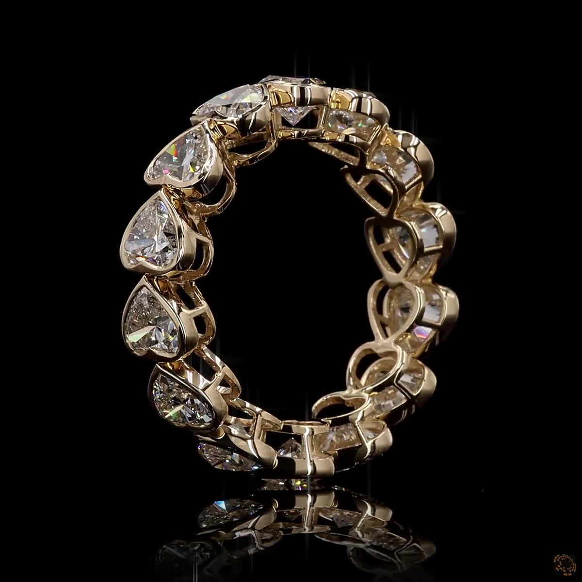 5.38 Ct Bezel-Set Heart Cut Diamond Eternity Band in 14K Yellow Gold