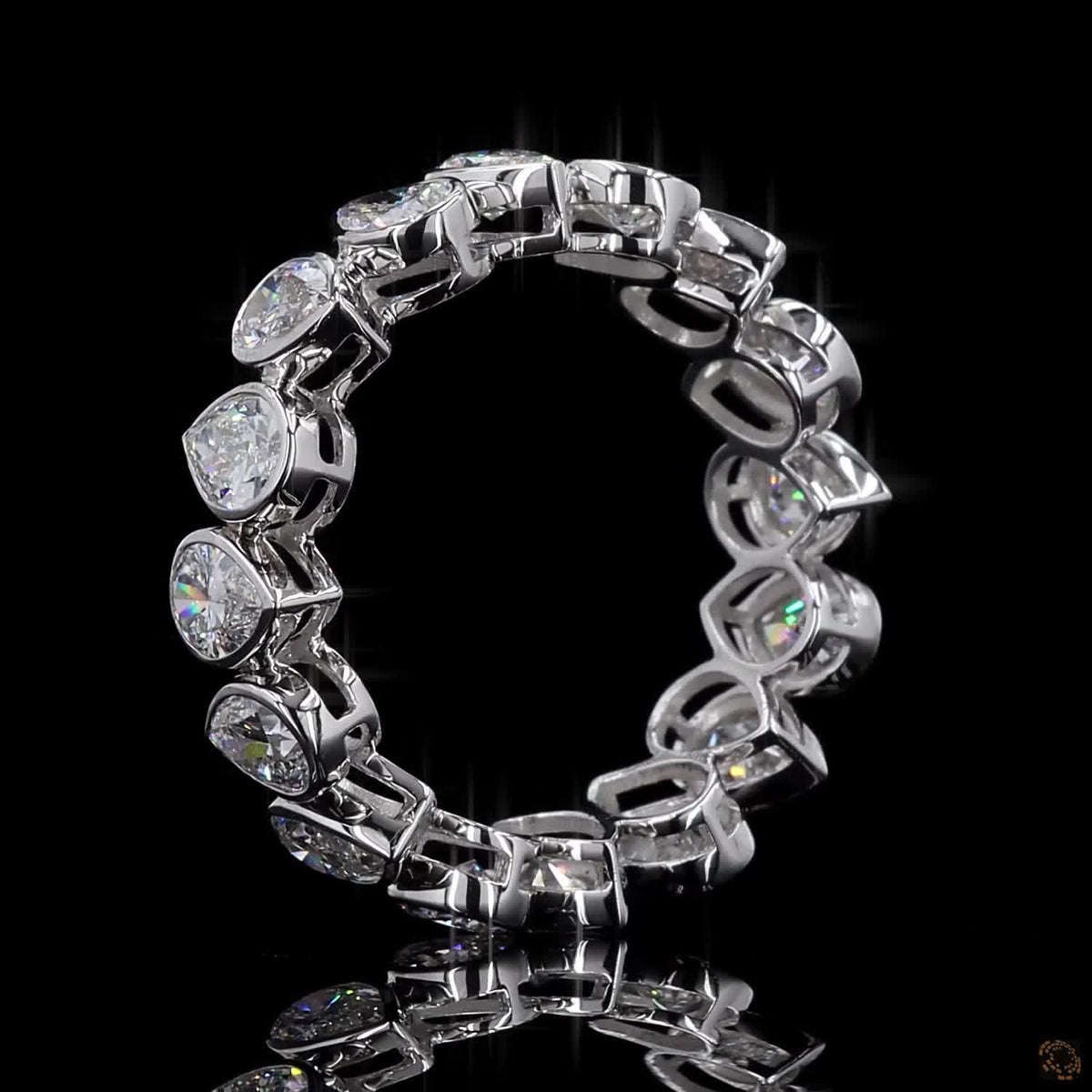4.16 Ct Bezel-Set Pear Cut Diamond Eternity Band in White Gold